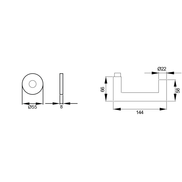 Kos XL EPRO10, o. Schlüsselrosette Edelst. matt