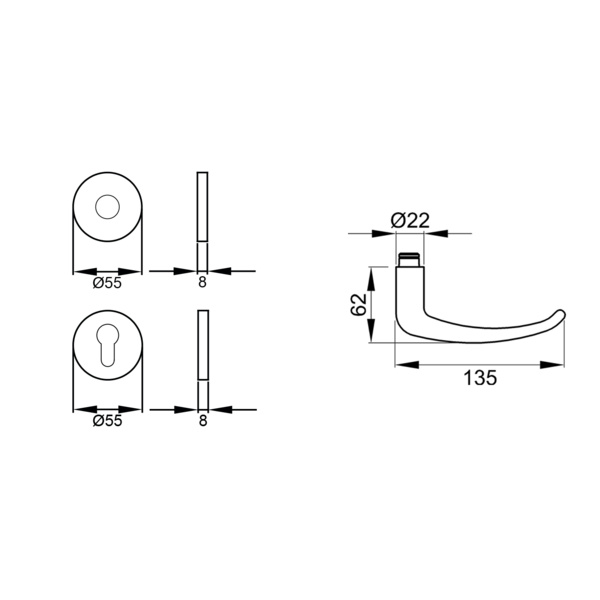Elba EPRO22, Profilzylinder Edelst. matt