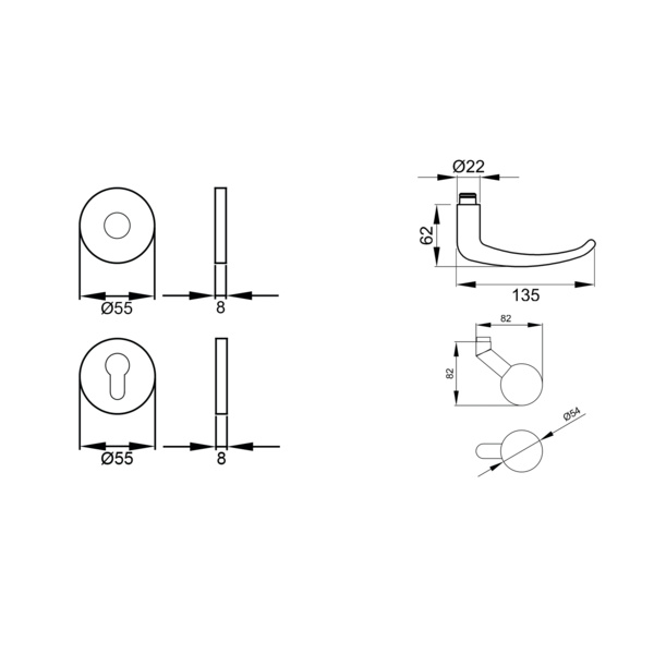 Elba EPRO22, Wechselgarnitur links Edelst. matt