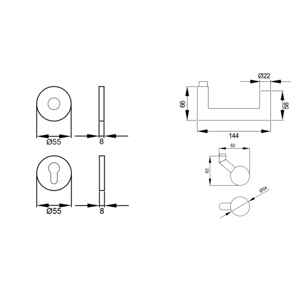 Kos XL EPRO/FS 10V, Wechselgarnitur links FS Edelst. matt