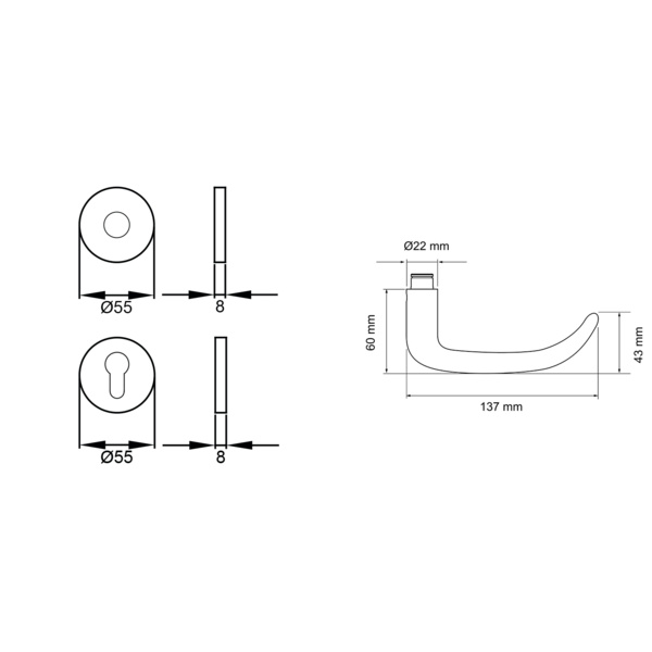 Elba EPRO/FS 22V, Profilzylinder FS Edelst. matt