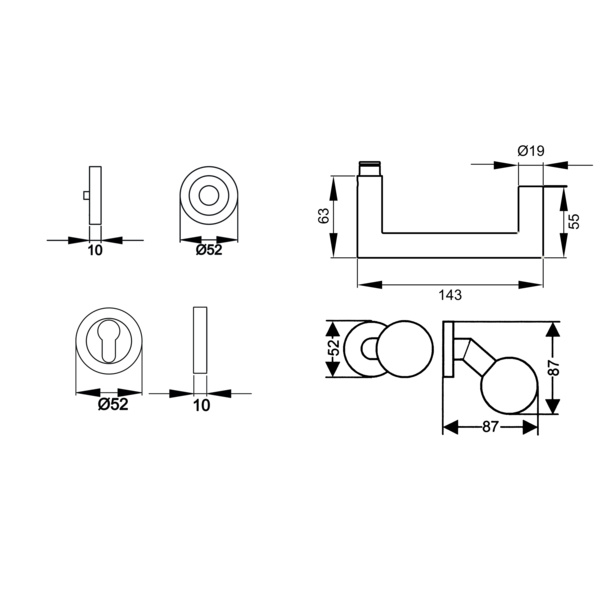 Kos ER20, Wechselgarnitur links Edelst. matt