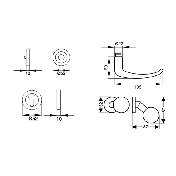 Elba ER22, Wechselgarnitur links Edelst. matt