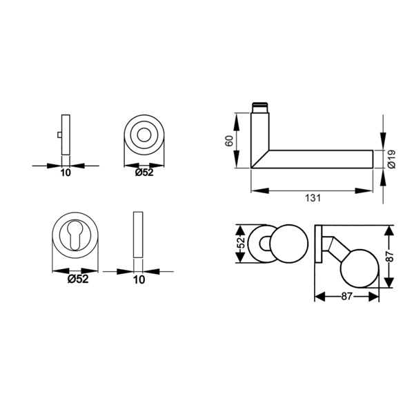 Rhodos ER28, Wechselgarnitur links Edelst. matt