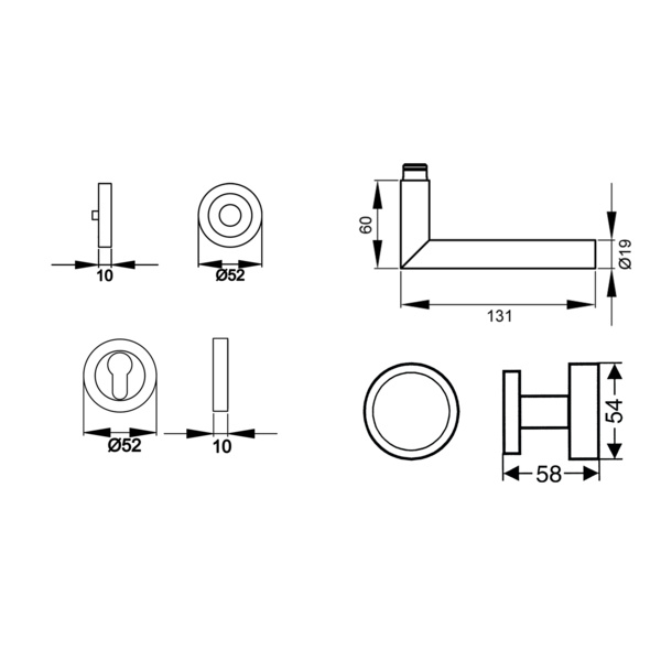 Rhodos ER28, Wechselgarnitur links Kosmos Schwarz