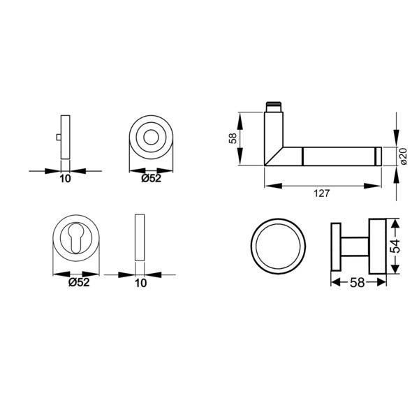Rio Steel ER34, Wechselgarnitur rechts Edelst. poliert/matt