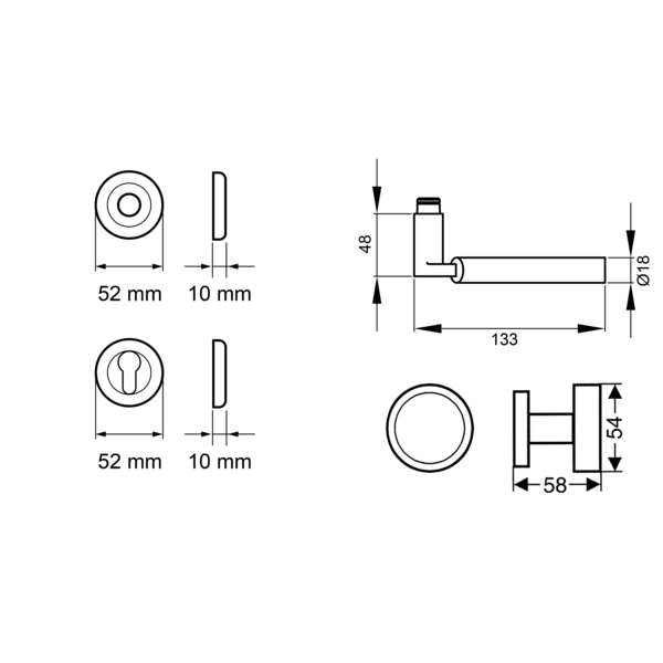 Atlantis ER36, Wechselgarnitur links Edelst. poliert/matt