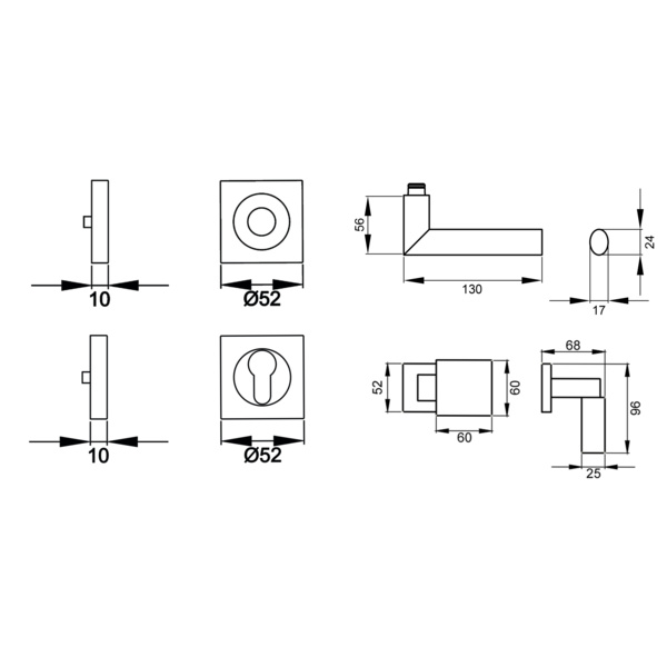 Verona ER37Q, Wechselgarnitur links Edelst. matt