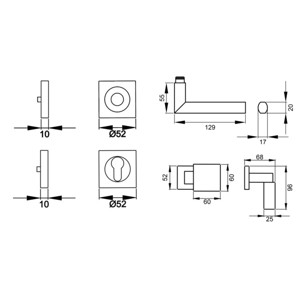 Porto ER43Q, Wechselgarnitur rechts Edelst. poliert/matt
