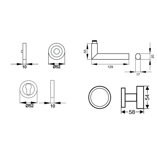 Porto ER43, Wechselgarnitur links Edelst. poliert/matt