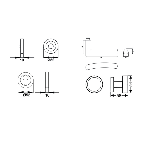Madrid ER56, Wechselgarnitur rechts Edelst. matt
