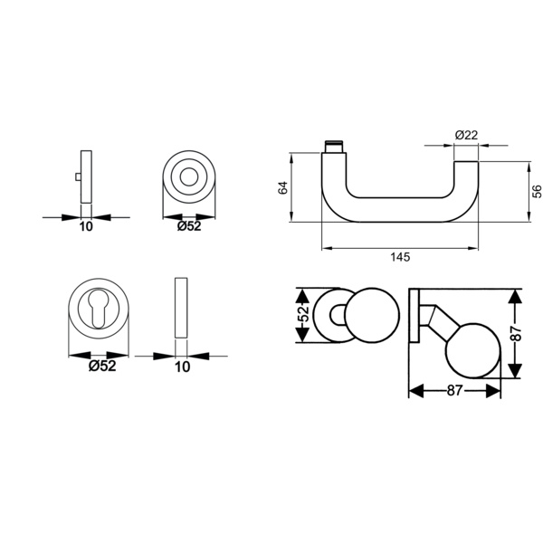 Kreta XL ER/FS 17, Wechselgarnitur rechts FS Edelst. matt