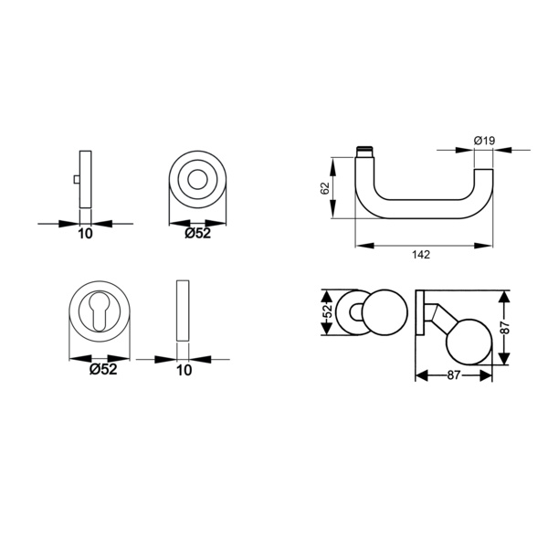 Kreta ER/FS 27V, Wechselgarnitur rechts FS Edelst. matt