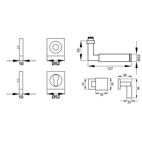 Tasmania ER/FS 31Q, Wechselgarnitur rechts FS Edelst. matt
