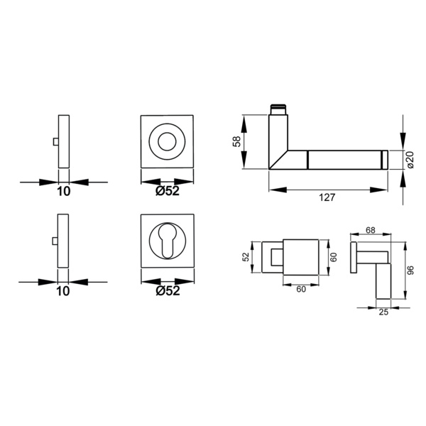 Rio Steel ER/FS 34Q, Wechselgarnitur rechts FS Edelst. poliert/matt