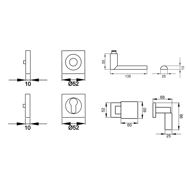 London ER/FS 51Q, Wechselgarnitur links FS Edelst. matt