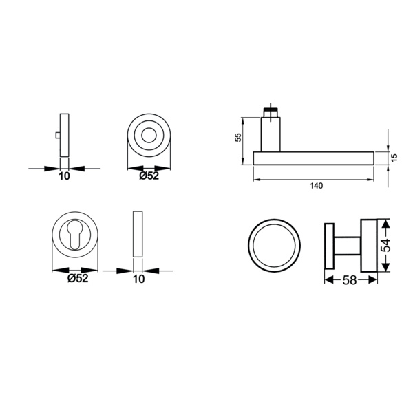 Milano ER/FS 52, Wechselgarnitur rechts FS Edelst. matt