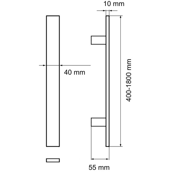 ES11 ES11 1800 71, Stoßgriff (L:1800mm A:2x750 mm) Edelst. matt 1 St.