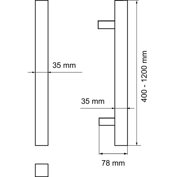 ES13Q ES13Q 1200 83, Stoßgriff (L:1200mm A:1000 mm) Kosmos Schwarz 1 St.