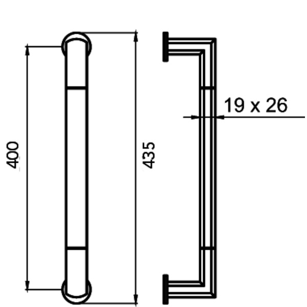 Oregon ES48 400 71, Stoßgriff (L:435mm A:400 mm) Edelst. matt 1 St.