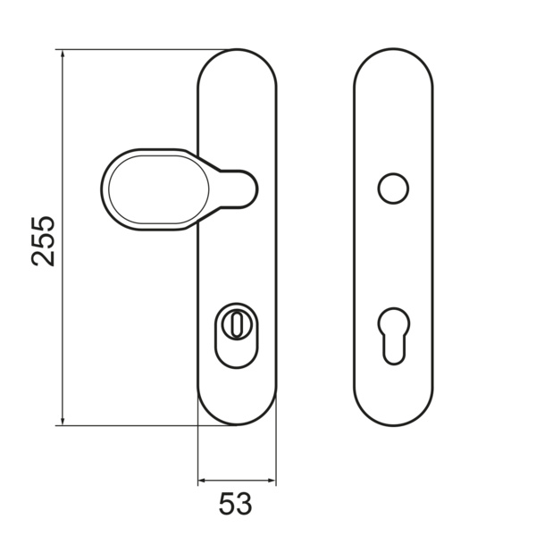 Feuerschutz+Zylinderschutz ESG 675KF PZ92 71, Schutzgarnitur Klasse ES1 Edelst. matt