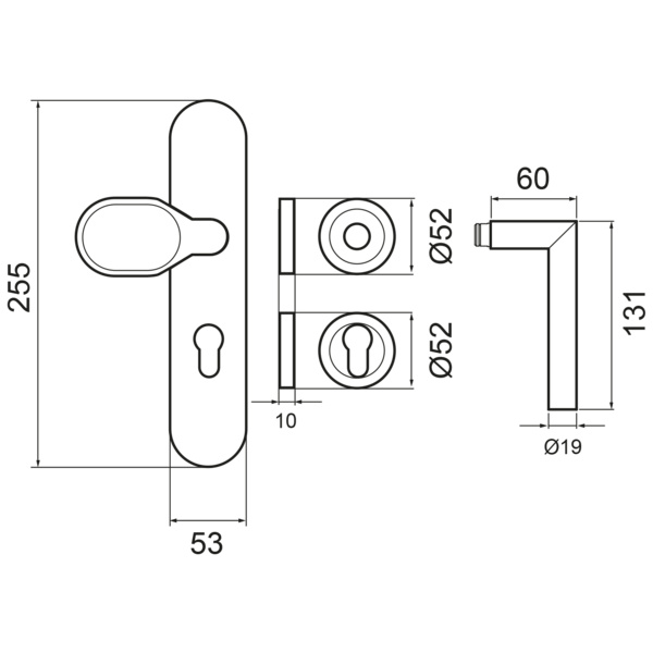 Rhodos ESGR28 680 PZ72 83, Schutzgarnitur Klasse ES2 Kosmos Schwarz