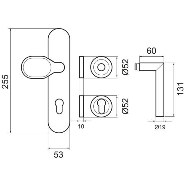 Rhodos DESGR28 680F PZ88 83, Schutzgarnitur Klasse ES2 Kosmos Schwarz