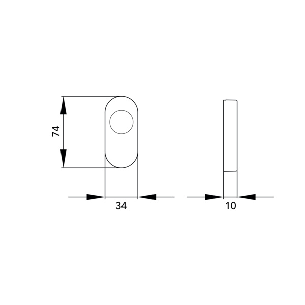 Rahmenrosette EZ147 KAV 71, Klipprosette mit Metallunterkonstr. Rundzylinder 75mm versetzt Edelst. matt 1 St