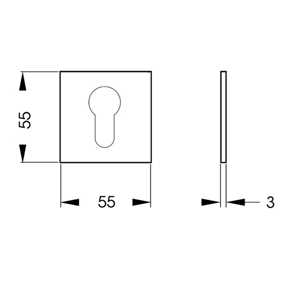 Plan Design Rosette EZ180Q PZ 89, flächenbündige Rosette Profilzylinder Titan Grau 1 Paar