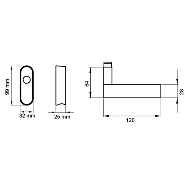 Chicago F2204 EAR 56, Fenstergriff rechts Chrom/Chrommatt