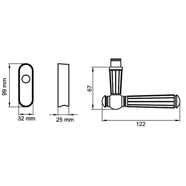 Schöntal F2604 EAR 78, Fenstergriff rechts Zirkonium poliert