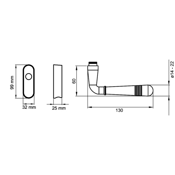 Montmartre F2704 EAR 50, Fenstergriff Chrom