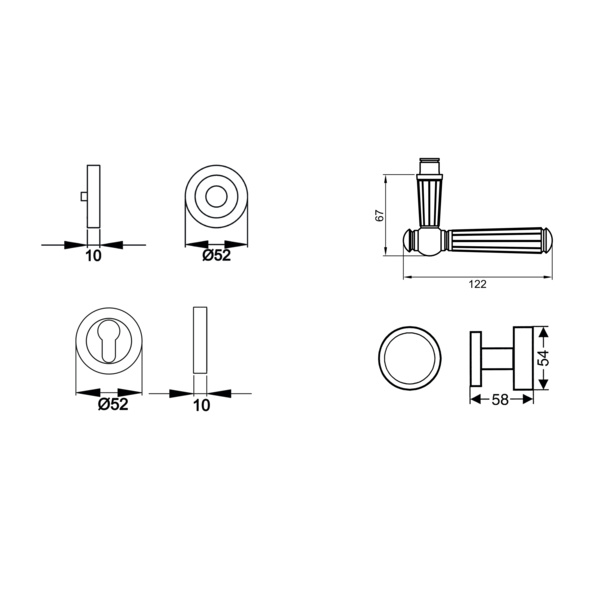 Schöntal R260, Wechselgarnitur rechts Zirkonium poliert