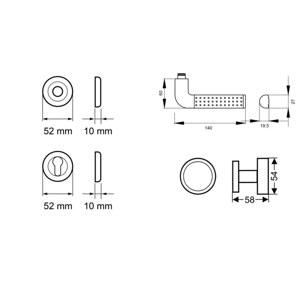 Phoenix R40, Wechselgarnitur links Chrom/Edelst. matt