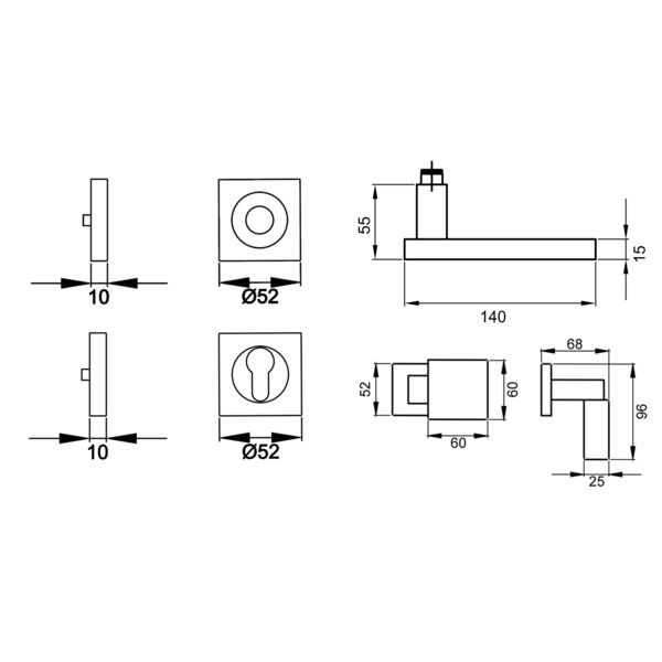 Torino R53QY, Wechselgarnitur links Chrom