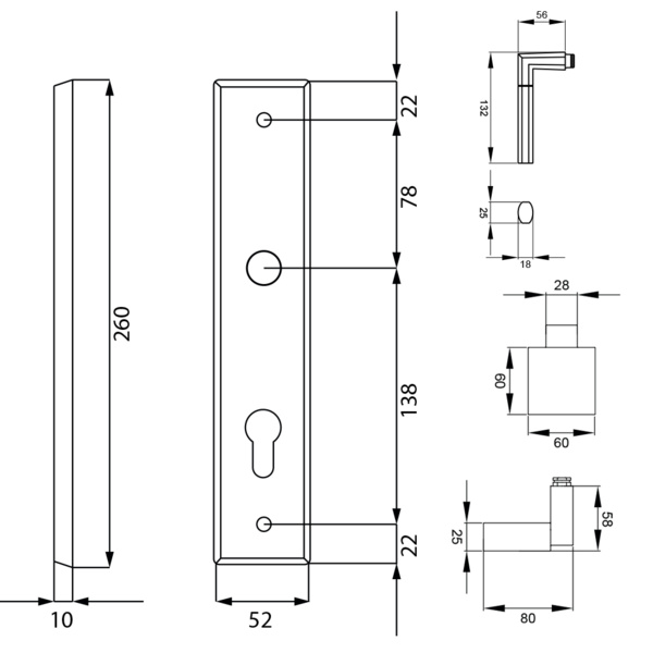 Langschildgarnitur Oregon RLE48 WGR72 73, Wechselgarnitur Edelst. poliert/matt