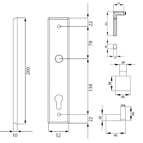 Langschildgarnitur Oregon RLE48 WGL92 73, Wechselgarnitur Edelst. poliert/matt