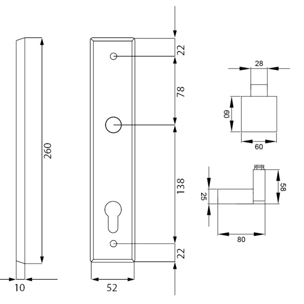 Renovierungslangschild RLE WG92 71, Wechselgarnitur Edelst. matt