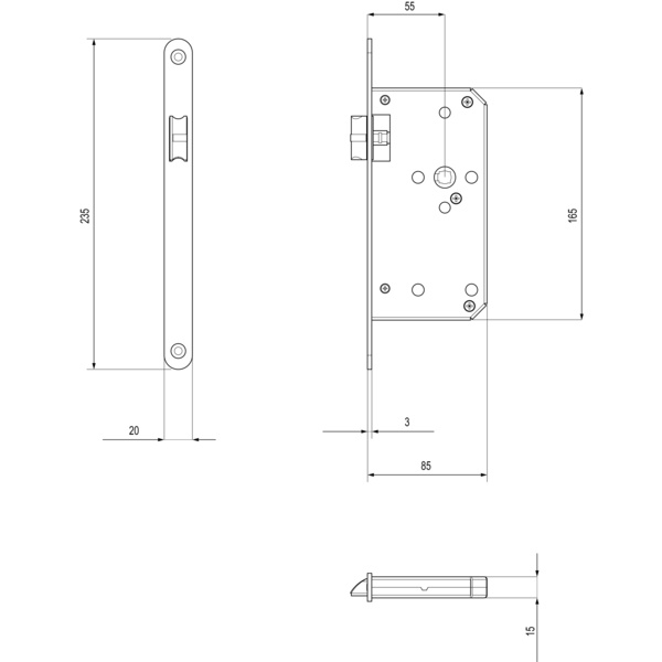 S10 EUMO 0S 71, S10 Euro Schloss mit Flüsterfalle in Edelst. matt