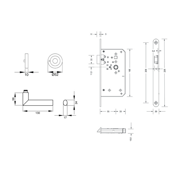 S9 37 VR IN 83, KD Comfort Schloss mit Rosettengarnitur Verona DIN rechts