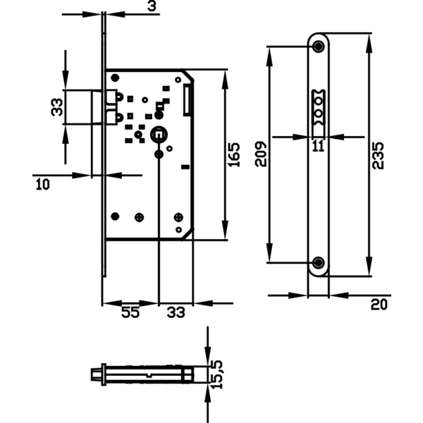 S9 MS VL 71, S9 KD Comfort Schloss mit Magnetfalle Privacy inkl. Schließblech Edelstahl matt