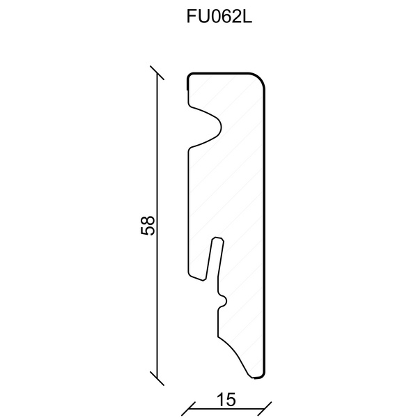 Sockelleiste FU062L foliert 15 x 58 mm Weiß FOFA015 240 cm