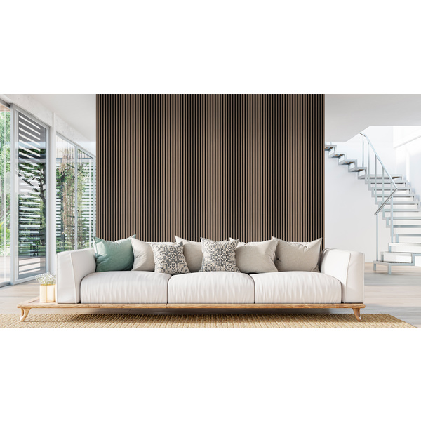 Akustikpaneel Echtholz-Furnier Walnuss FRWA071 - MDF Schwarz - PET-Faserplatte Schwarz