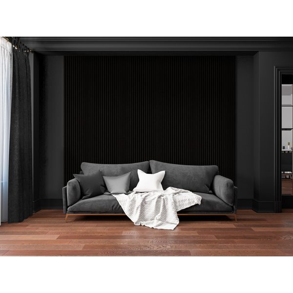 Akustikpaneel Echtholz-Furnier Eiche geräuchert FREI058 - MDF Schwarz - PET-Faserplatte Schwarz