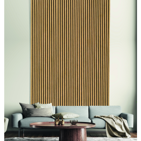 Akustikplatte PET+MDF 572,5x19mm Eiche natur FREI071, roh furniert, 267cm
