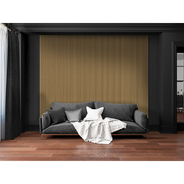 Akustikplatte PET+MDF 572,5x19mm Eiche natur FREI071, roh furniert, 267cm