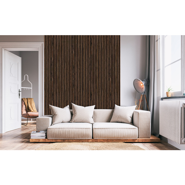 Akustikplatte PET+MDF 572,5x19mm Gerecon Walnuss FTWA001, furn., 267cm