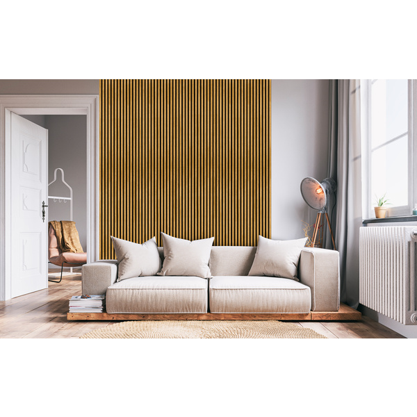 Akustikplatte PET+MDF foliert 572,5x19mm Eiche nat. Haptik FOEI73N fol., 267cm