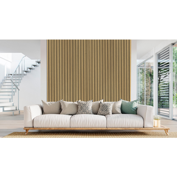 Akustikplatte PET+MDF foliert 572,5x19mm Eiche nat. Haptik FOEI73N fol., 267cm