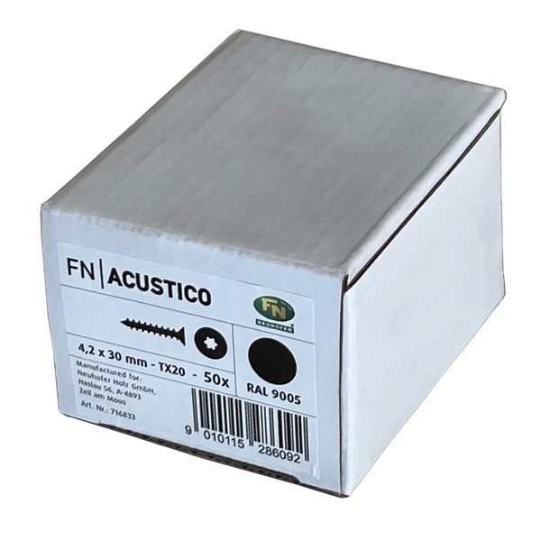 Schrauben FN Acustico 4,2x30mm, TX20, Schwarz (RAL9005), 1VE=50 stk im Karton